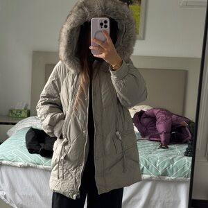 Women's Hooded Parka Coat - Gray
